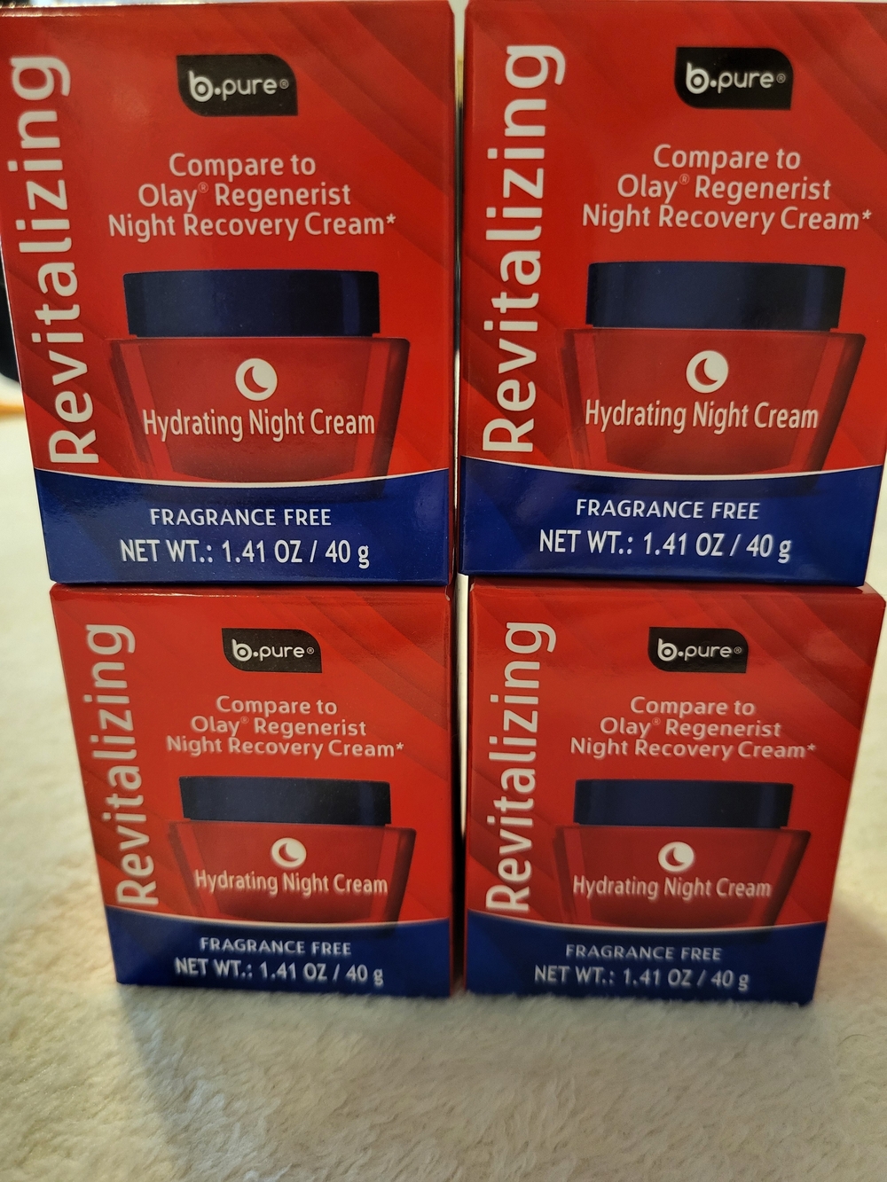 b.Pure Revitalizing Hydrating Night Cream Fragrance Free Moisturizer Lot of 4